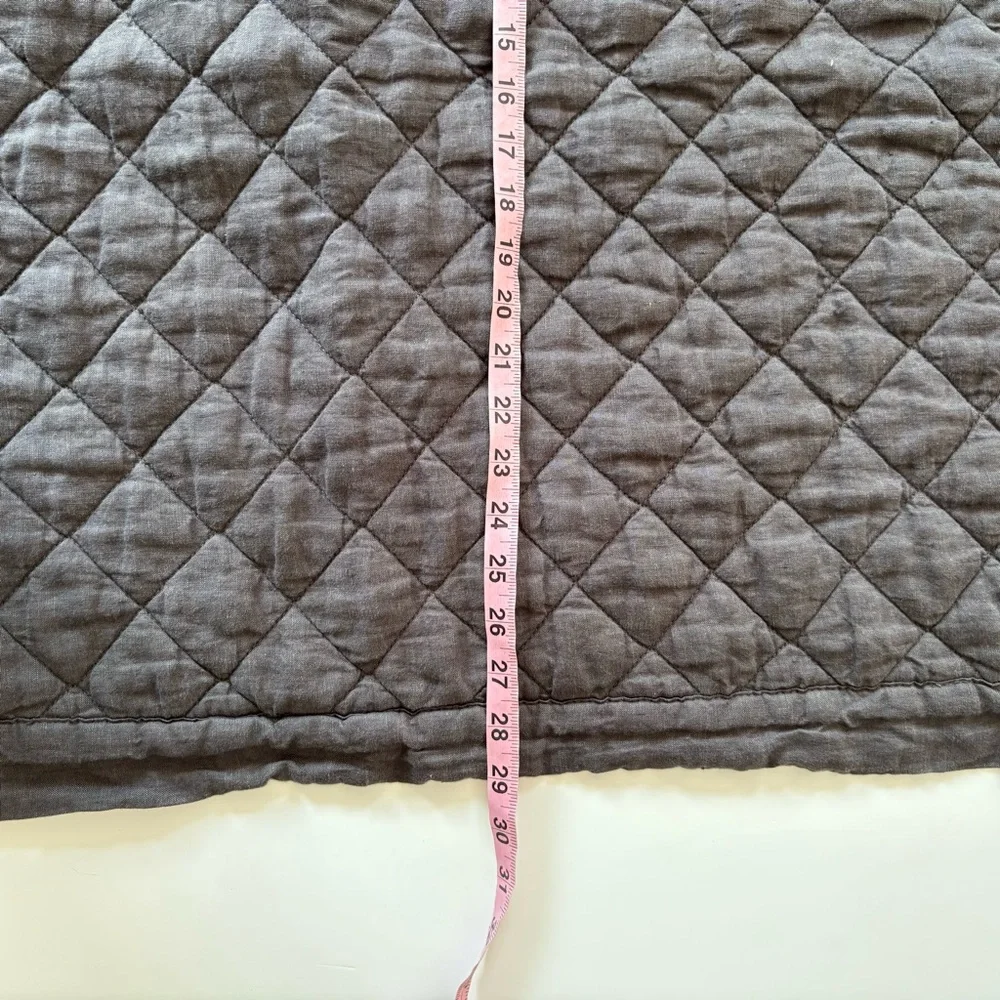 Pottery Barn ||‎ Belgian Flax Linen Diamond Quilted Euro Sham Ebony Dark Gray